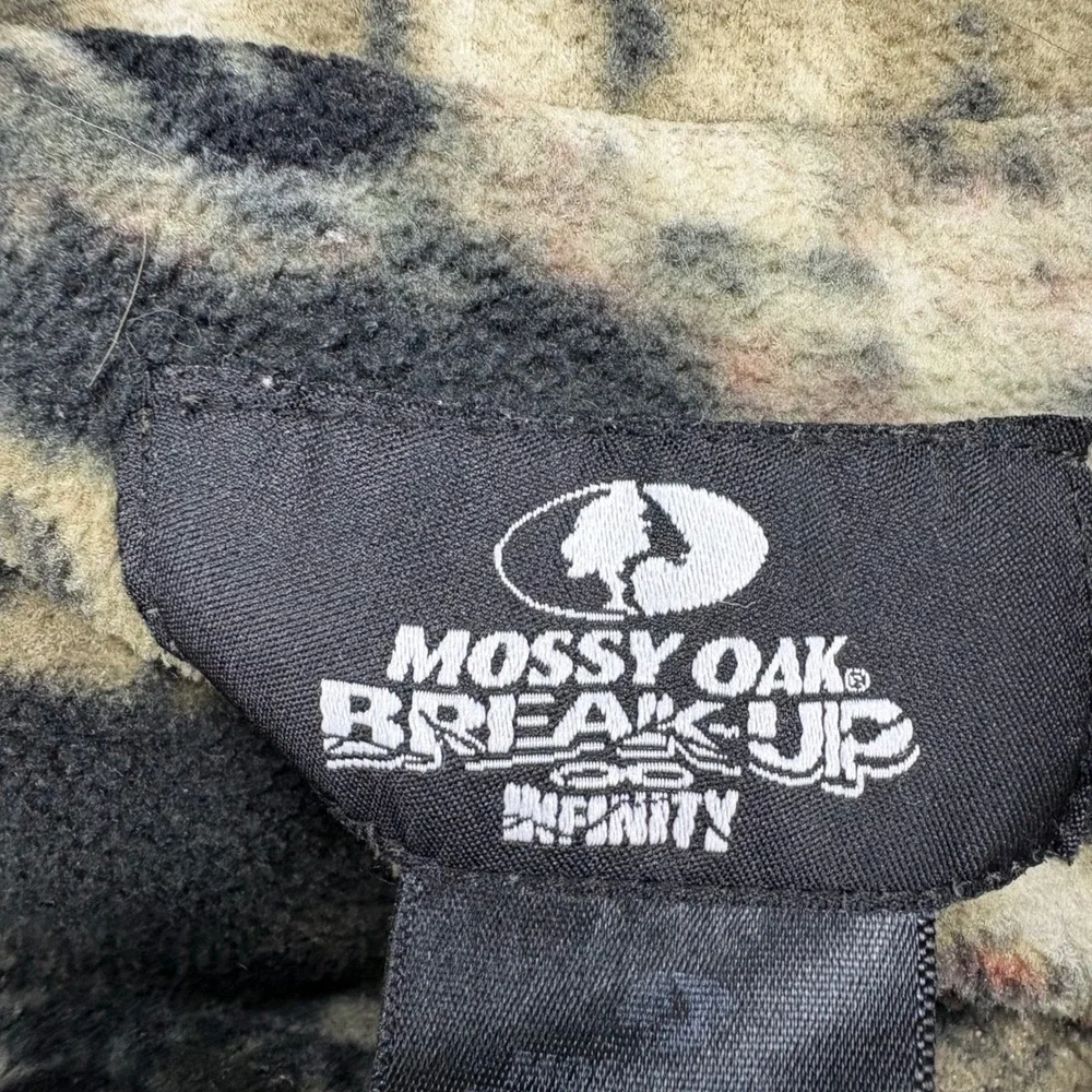 Mossy Oak Fleece Jacket Mens L Green Camo Breakup Infinity Full Zip Hunting Coat